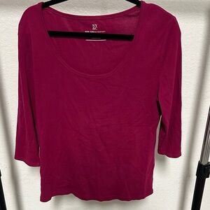 New York & Company Women's Berry Long Sleeve Top